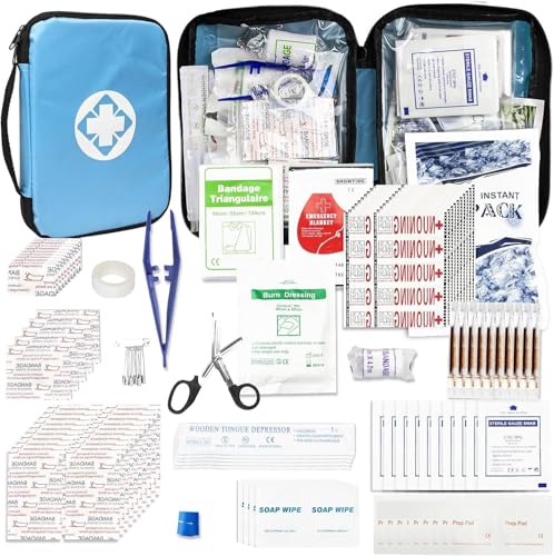 Image of Home Car First Aid Kit Refill Supplies for Business 300Pcs Emergency Kits Urgent Essential for Workpalce Outing Skating Waterproof First Aid Blue Bag for Backpacking 1st Aid