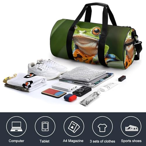 Peace Tree Frog Gym Bag for Men Women, Sturdy Oxford Cloth Travel Bags with Removable Shoulder Strap, Waterproof Duffel Bag for Fitness, Travel, Yoga4