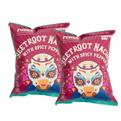 Image of Cafe Coffee day Crunchy Chips ready to eat| Favaroite Snacks (Pack of 6, Betroot Nachos)