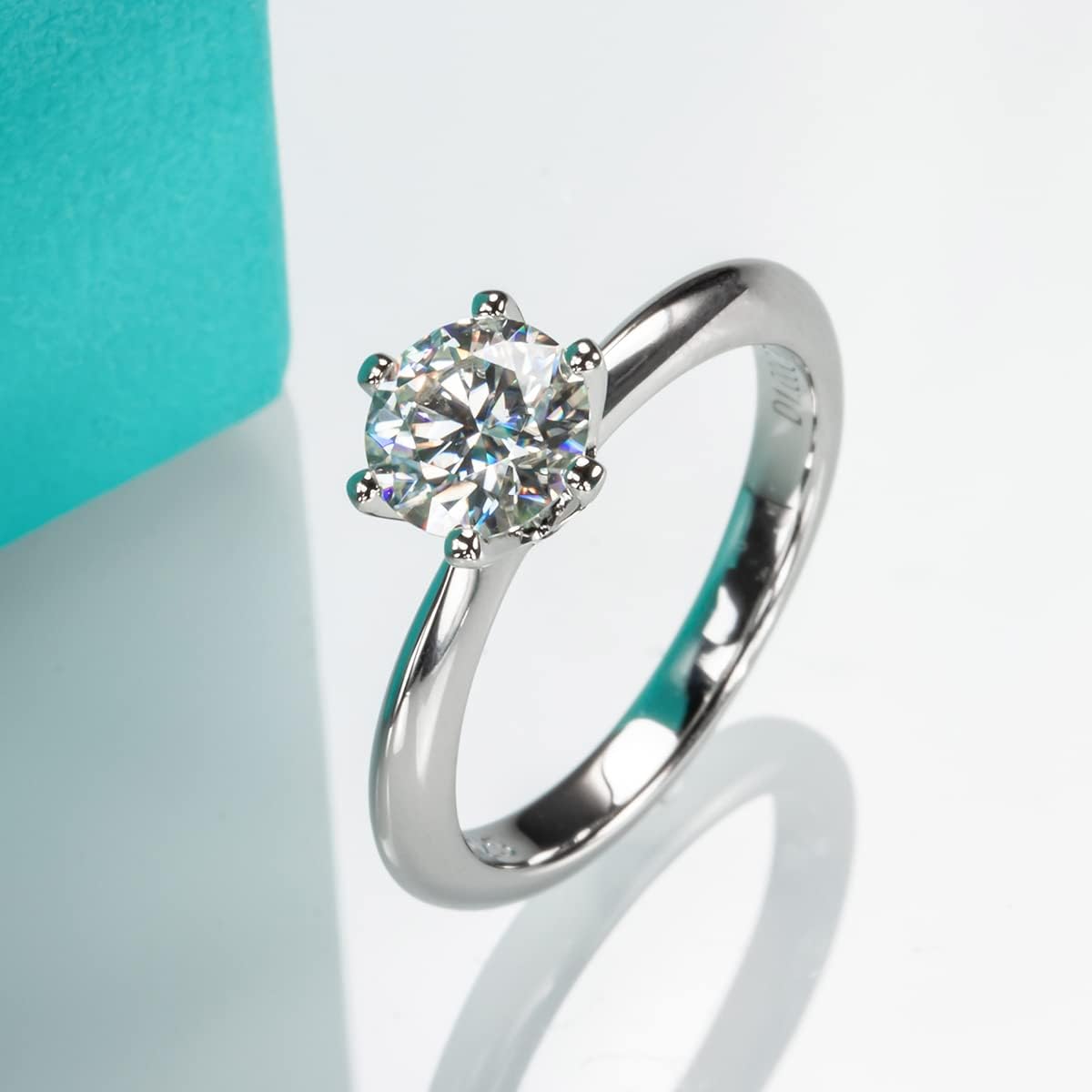 AnuClub 1/2/3/5CT Six Prong Solitaire Moissanite Ring, 925 Sterling Silver Ring, Gift for Wedding, Engagement And Anniversary With Certificate - Image 2