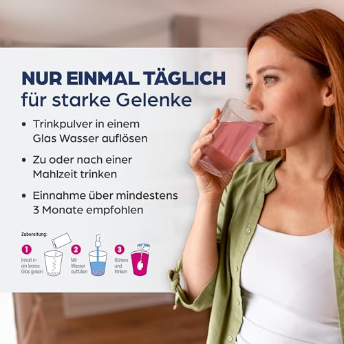 Dr. Böhm Gelenks complex intensiv: Für Knorpel, Knochen & Gelenke, Trinkpulver mit Gelenknährstoffen, Calcium und Vitamin D, mit Himbeer-Geschmack, 30 Stk