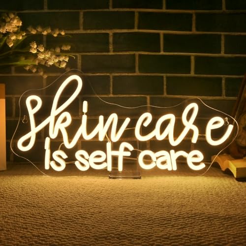 Image of WLHOPE Skin Care is Self Care Neon Signs for Wall Decor LED Lights Decorations for Beauty Salon Facial Spa Bathroom, Get Your Business Seen Day or Night