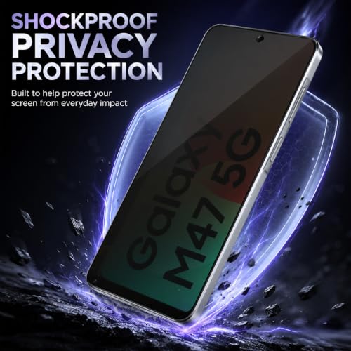 Image of FIRST MART Privacy Tempered Glass for Samsung Galaxy M47 With Cable Guard & Installation Kit | Anti-Spy 9H Screen Protector, Edge-to-Edge, Case-Friendly | Black