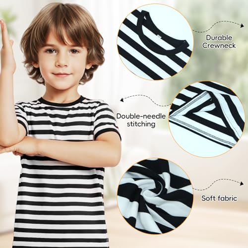 Kids Striped T-Shirt,Short Sleeve,Crew Neck,Boy Girls Summer Tee Top Halloween Costumes 3-12 Years2