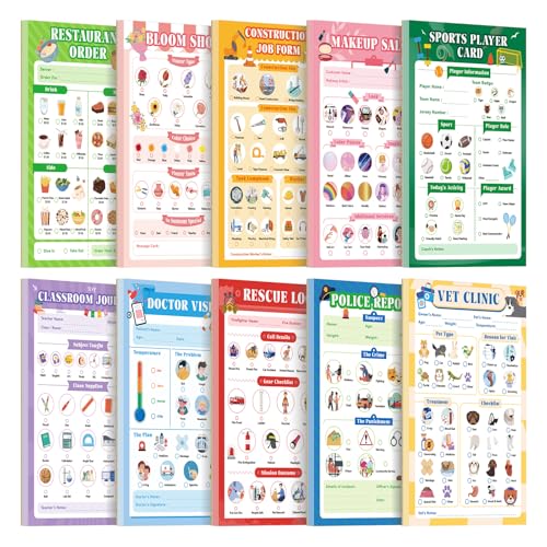Bloc-notes de jeu d'imitation pour enfants x10 carnets créatifs 40 pages