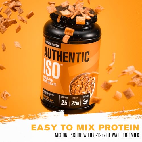 Image of Jacked Factory Authentic ISO Grass Fed Whey Protein Isolate Powder - Low Carb, Non-GMO Muscle Building Protein w /No Fillers, Post Workout Recovery, Cinnamon Cereal Splash - 25 Servings