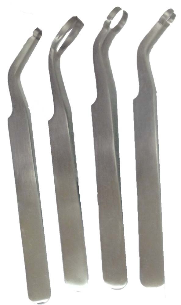 4pc 4.5" Round End Tweezers Industrial Tweezers Tools & Home Improvement