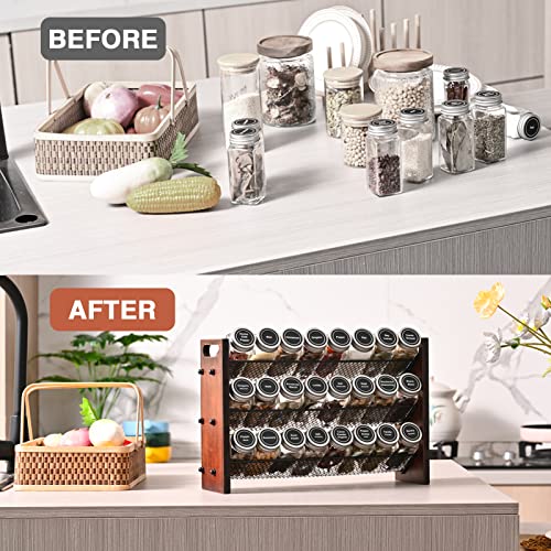 Roykoota Spice Rack, Spice Rack Organizer Without Seasoning Jars, Wooden Spice Rack, Rustic 3 Tier Spice Rack For Kitchen Cabinet, Countertop Or Wall Mount #TOP3