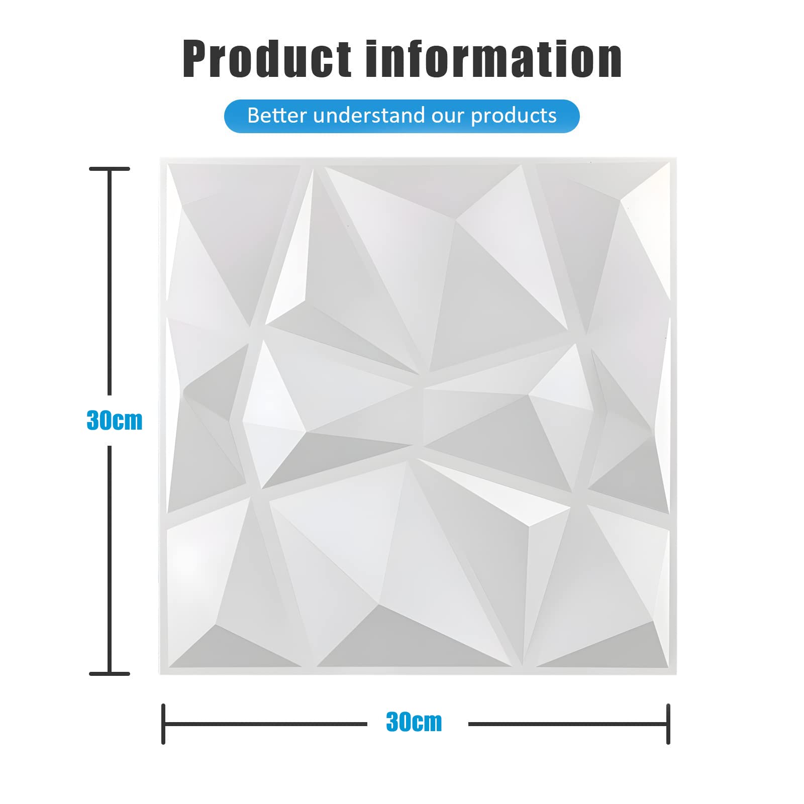 3D-Wandpaneele, Wandfliesen, 3D-Diamantstruktur, PVC-Wandfliesen, Tapete für Spielzimmer, Wohnzimmer, Schlafzimmer, Waschraum, Küche, Fotografie, 30 x 30 cm, 15 Packungen