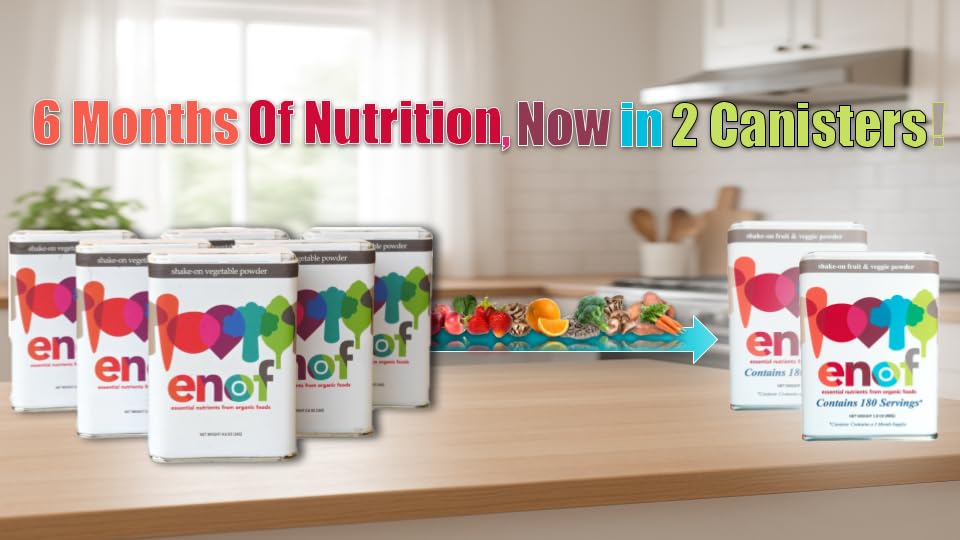 ENOF Organic Fruit and Vegetable Powder Supplement Kids & Adults | 10 Clean Ingredients - Strawberry, Spinach | Gluten & GMO Free Vegetable Powder for Kids | 360 Servings, 6 Mo. Supply, Made in USA