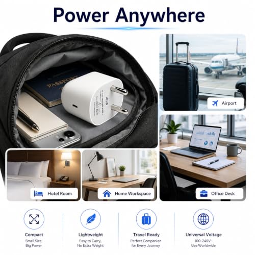 Image of Zybux 45W Type-C PPS Rapid Power Charging Adapter Compatible with Google Pixel10|9|8|7 (A|Pro|XL|Fold)|4|3|Pro|A|S26|S25|15| 15r|chromebook|Tab| Support Other C-Type 45 W Quick Charger Adaptor, White
