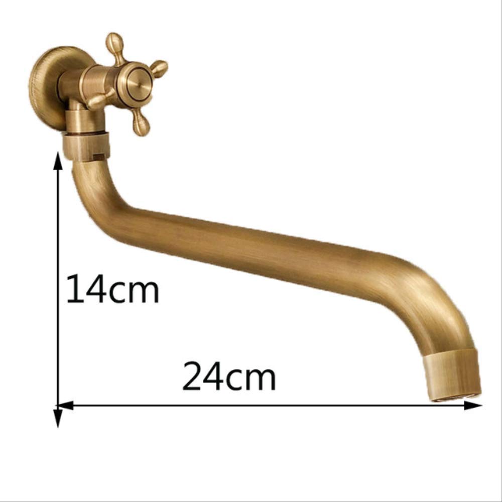 25cm / 22cm Grifo Más Largo Caño Grifo De Baño Ducha Grifo De Fregona Fría Única Antiguo Cepillado 24cm con válvula