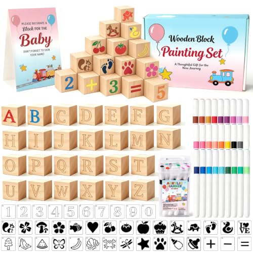 Fentoros 117Pcs Baby Blocks for Baby Shower Gender Reveal & 1st Birthday