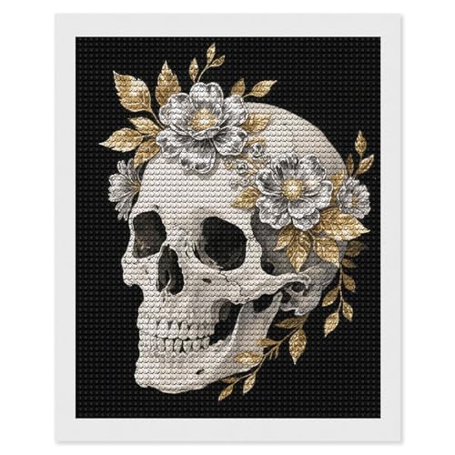 Kit peinture diamant tête de mort fleur pour décorer le salon