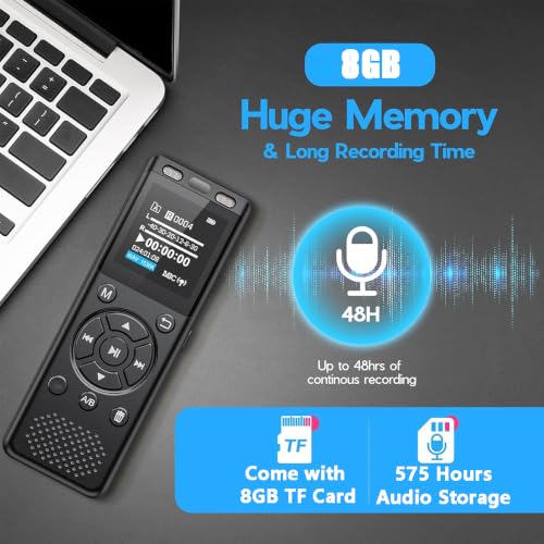 Image of Tonfarb 8GB Digital Voice Recorder with Playback,Audio Recording Device