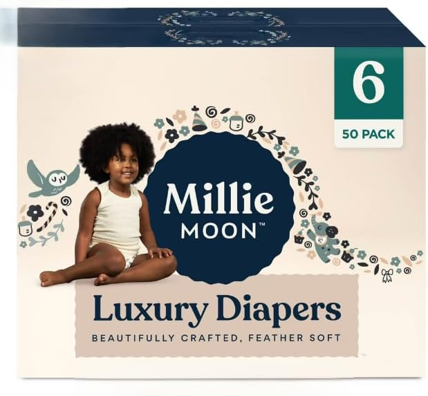 Millie Moon Luxury Diapers (Size 6, Count 50) White Pack of 1