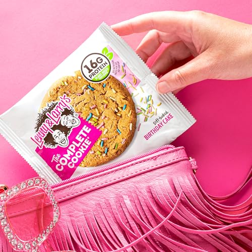 Image of Lenny & Larry's Complete Protein Cookie,[Birthday Cake],Chewy Soft Baked,16g Plant Protein,Vegan,Non-GMO,High Fiber,[4 Ounce] Cookie,(Pack of 24)