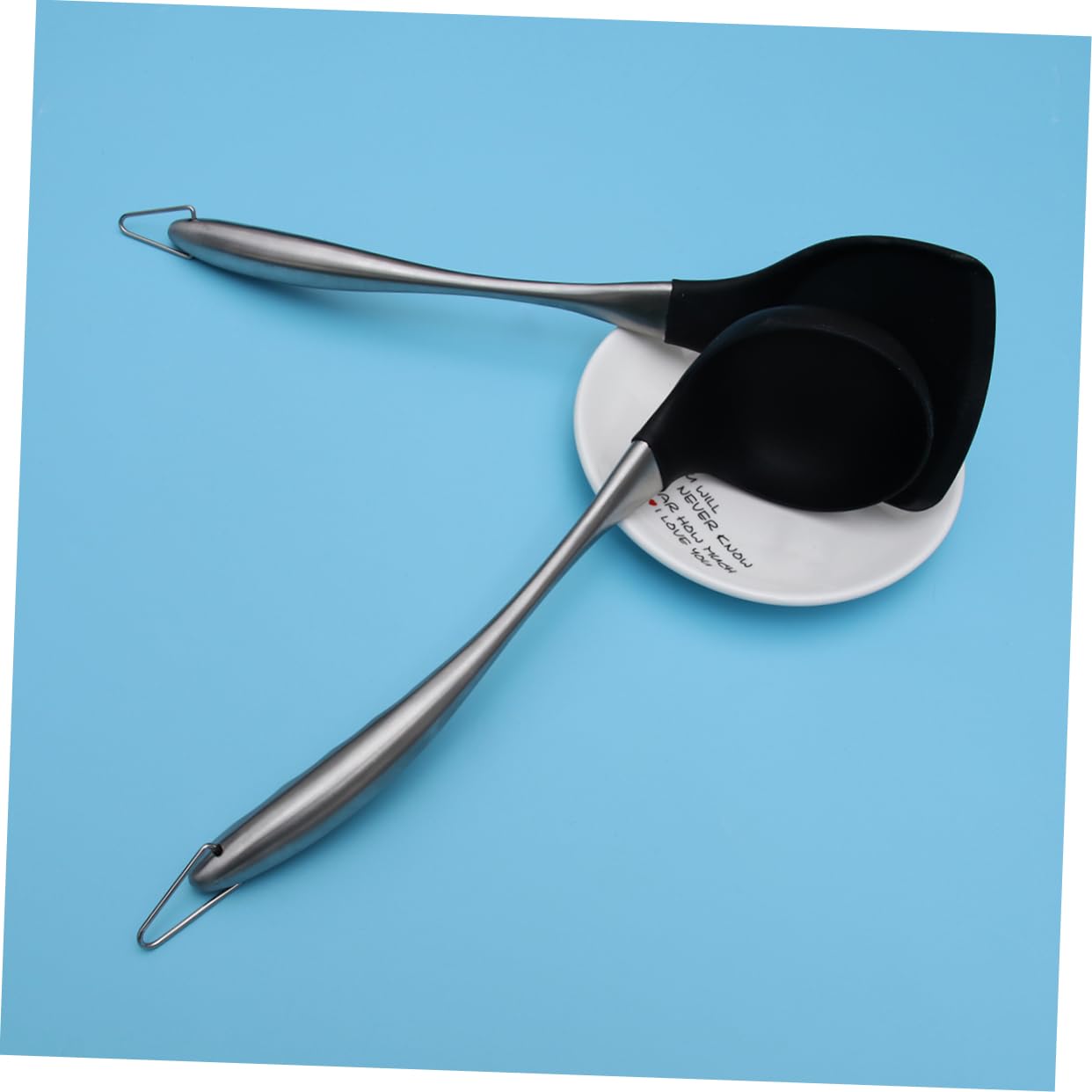 Set 2 Pezzi di Spatola e Cucchiaio Wok in Acciaio Inox