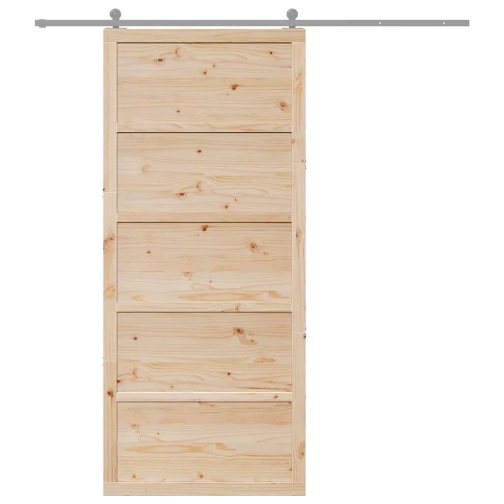 vidaXL Porte de Grange Naturel 90 x 2,5 x 208 cm Bois de pin Massif, Porte coulissante Moderne en pin Super Fonctionnelle, Parfaite comme entrée ou comme séparateur de pièce
