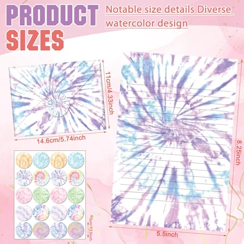 Image of TaoBary 160 Pcs Tie Dye Stationery Paper and Envelopes Set, 5.5 x 8.25''