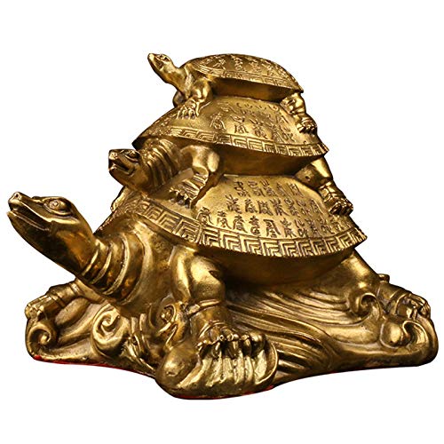Tortue Feng Shui trois générations cadeau de santé en laiton massif