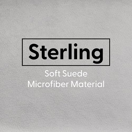 Factory Direct Partners Velvety and Vinyl Overstuffed Rectangle Ottoman for Living Room, Lounge, Office - Sterling