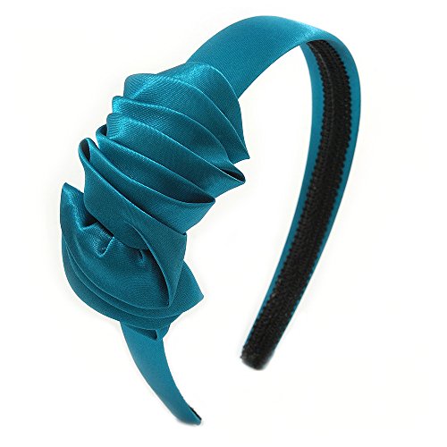 Preisvergleich Produktbild Unbekannt Haarreif, Seide, mit seitlicher Schleife, Blaugrün