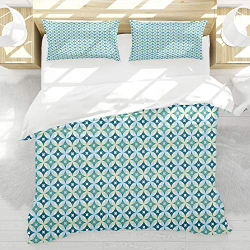 Housse de couette 140x200cm géométrique lit simple style rétro chic