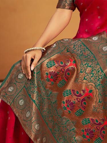 Image of EthnicJunction Women's Silk Blend Woven Paithani Saree With Blouse Piece | Wedding Saree | Heavy Saree