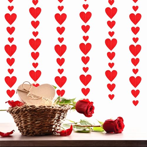 Image of Valentines-Day Party Decorations Red Heart-Garland - 52ft Special Night Galentines Hanging Streamers Banner,Girl Romantic Wedding Anniversary Baby Bridal Shower Engagement Mohters Decor Panduola