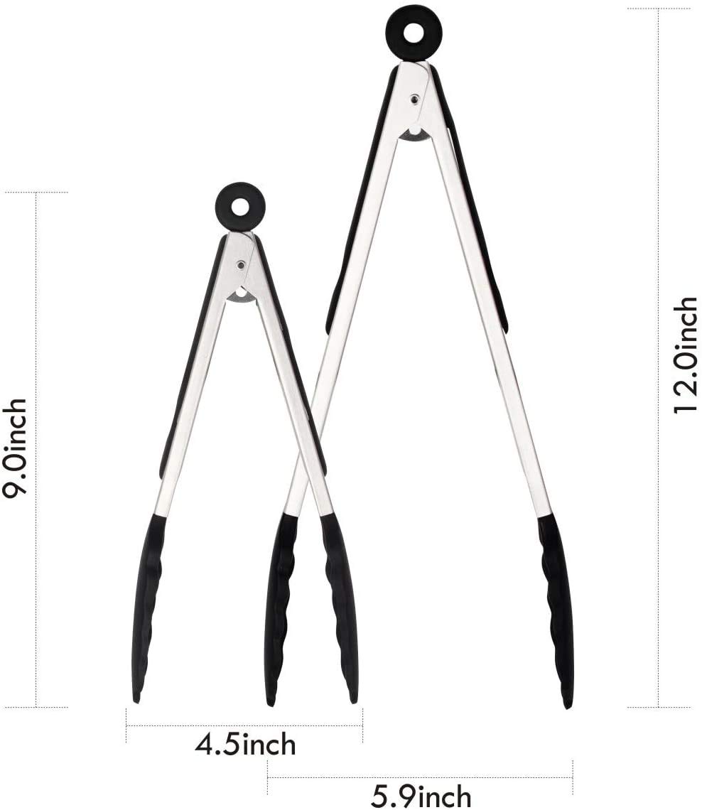 Pinze da cucina in silicone di alta qualità – manico in acciaio inox antiscivolo e facile da impugnare – resistente al calore – Utensile pratico