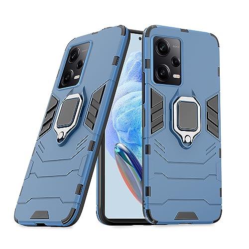 Amazon Basics Back Cover for Redmi Note 12 Pro 5G| 360 Protection Case| D5 Tough Armor Bumper Case (Blue)