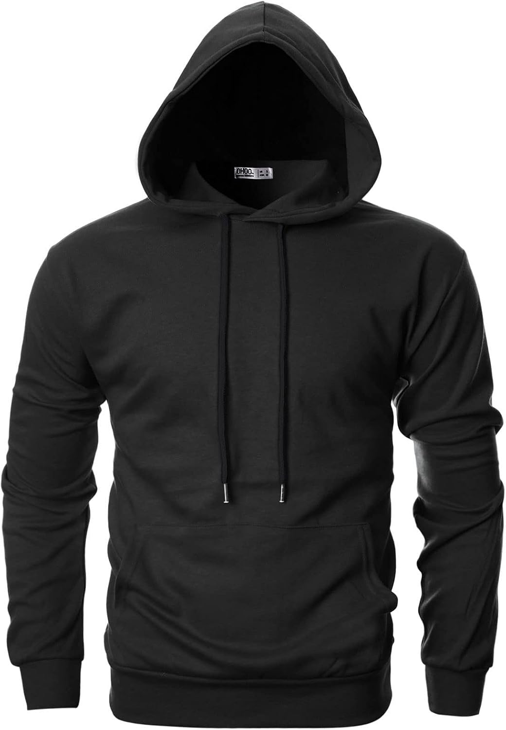 Ohoo Mens Slim Fit Plain Pullover Hoodies Soft Cotton Fabric Sweatshirt Lightweight Long Sleeve with Kanga Pocket