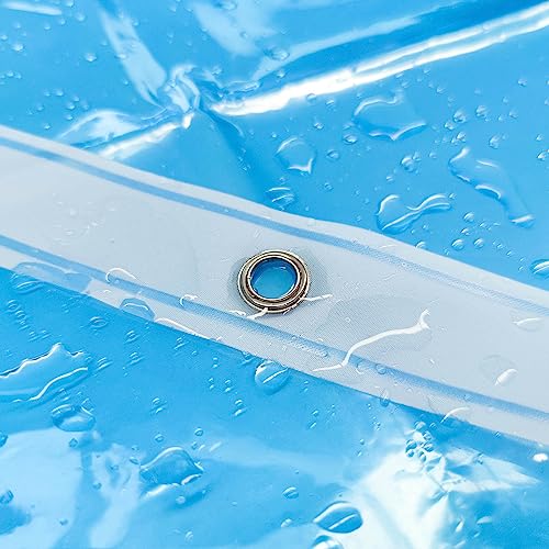 image for Barossa Design Clear Blue Shower Curtain Liner - PEVA Heavy Duty Showe