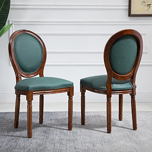 Image of Virabit French Country Dining Chairs Set of 6, Vintage Louis Chairs with Curved Backrest and Beautifully Carved Solid Wood Frame Farmhouse Dining Chairs for Living Room, Kitchen, Restaurant