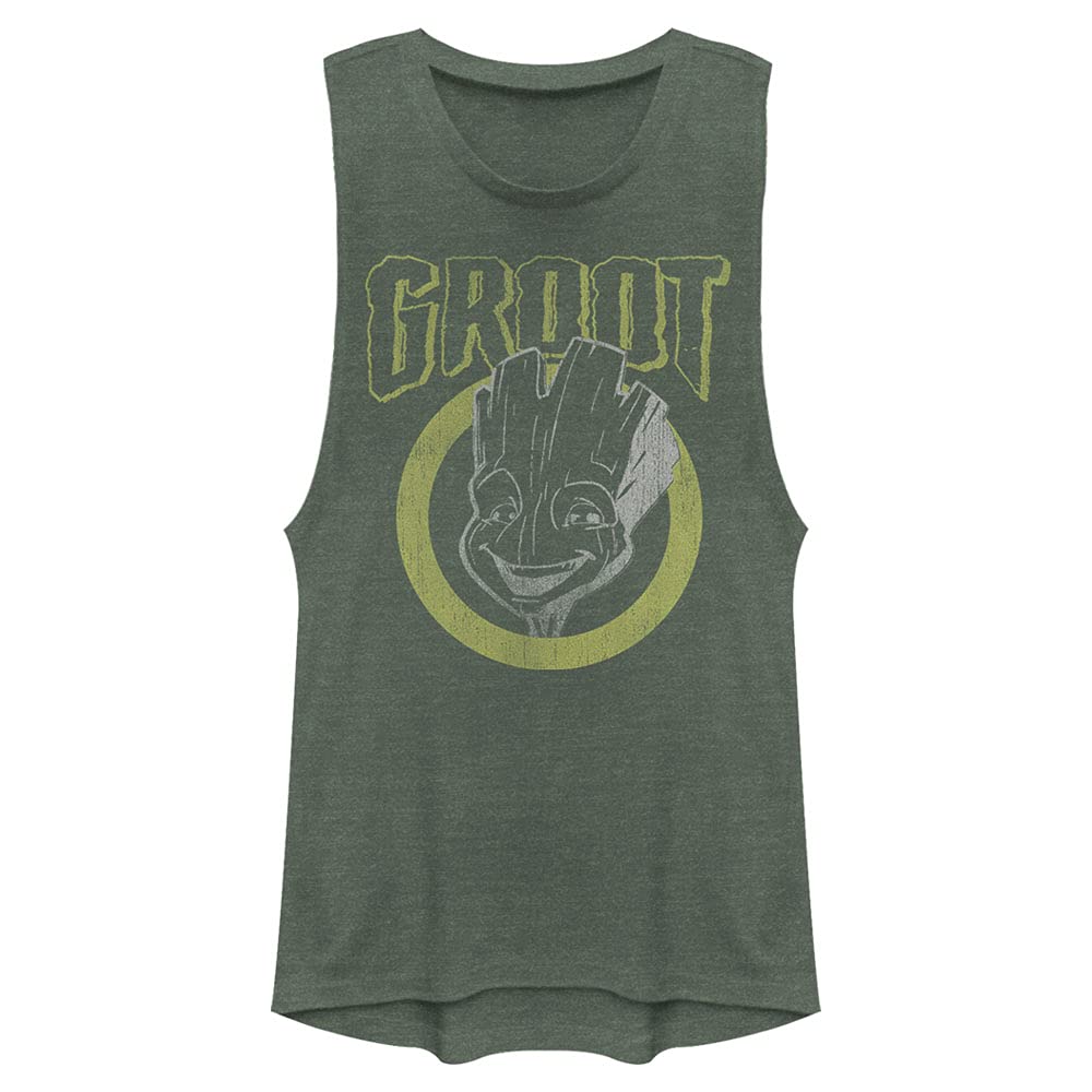 Marvel T-Shir... Donna Universo Grunge Groot Festival Muscolare - Pino Verde Erica, Taglia XL