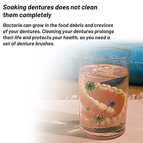 Mckkor Denture Brush 4 Pack,Double Sided Denture Toothbrushes, Multi-Layered Bristles & Ergonomic Rubber Anti-Slip Handle Denture Brush Toothbrush, for Denture Cleaning Care