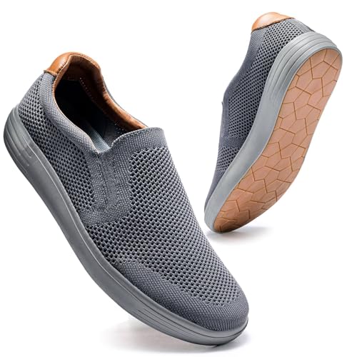 Image of konhill Mens Slip On Loafers Sneakers - Casual Knit Walking Shoes for Men, Lightweight Breathable Memory Foam Boat Shoes, Comfortable Slip-On Driving Loafers for Work Travel Beach