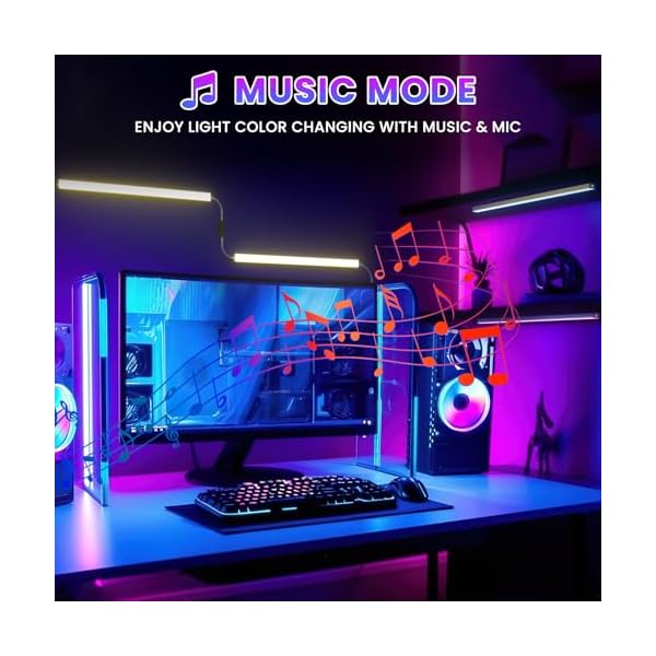 RGB LED Strip Light Bar, Ambient Gaming Lights, Under Monitor Light for Gaming Setup, Cabinet, Kitchen, Desk, Display, Dynamic Color, 12 Inch, 2 Pack - Image 6