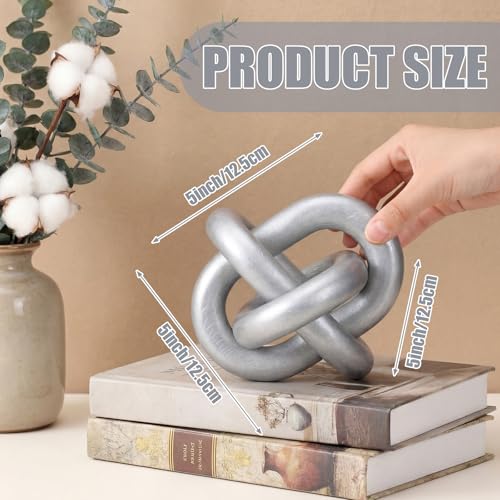 Image of Yalikop 3 Link Wood Knot Decor Rustic Home Decor Accents Hand Carved Coffee Table Decoration, Boho Chain Link Decoration, Modern Shelf, Rustic Objects for Home Living Room Bedroom (Silver)