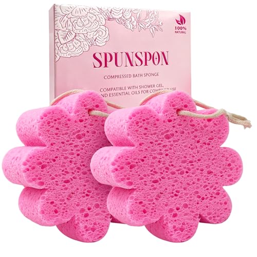 Éponge de bain exfoliante et moussante en cellulose rose pour masser et purifier la peau