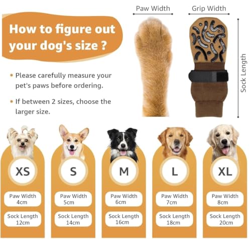 Image of KUTKUT 4Pcs Non Slip Dog Socks with Grippers Prevent from Licking Paws, Anti-Slip Large Dogs Grip Socks for Senior Dogs on Hardwood Floor (Size:- XL: L*W: 20cm*8cm)