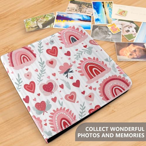 Álbum de fotos adhesivo DIY Scrapbook álbum piel PU rojo amor corazón arcoíris Día de San Valentín cuaderno de 3 anillos 40 páginas 8x10 para memoria miniatura 5