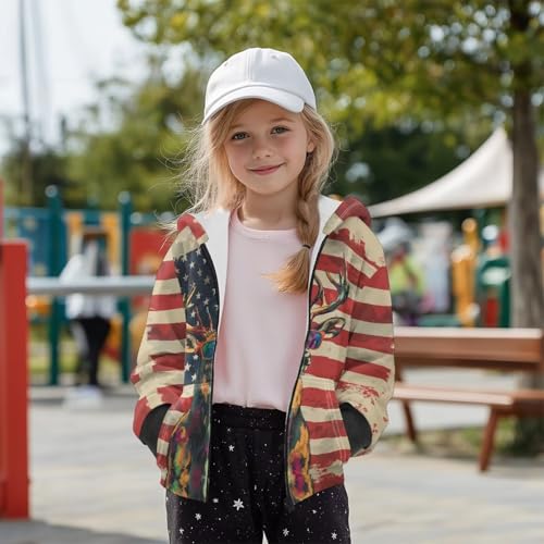 Girls Zip Up Hoodie Oversized Sweatshirt for Kids Fall Jacket with Pockets Thick Clothes for Winter 6-163