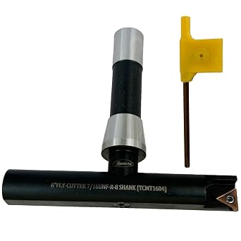 6 Balanced Fly Cutter Indexable Face Milling Cutter with R8 Shank 7/16 UNF Drawbar Thread, Single TCMT1604 Insert, Torx Screw & Star Key Included
