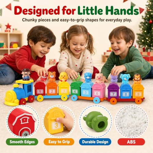 Miniatura 7 de Calendario De Adviento 2026 Para Niños, Tren De Juguete Montessori Bebe Con 24 Piezas, Juguete De Navidad Con Animales Granja, Marionetas De Dedo, Regalo Para Niños Y Niñas De 1-3 Años