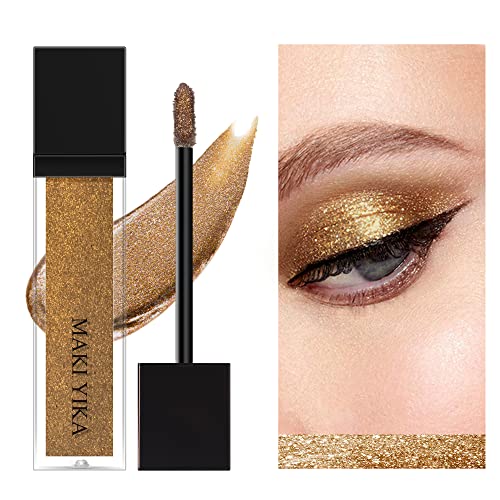 Maki Yika Liquid Glitter Eyeshadow, Metallic Eye Shadow High Pigment, Sparkle Eyeshadow Quick Dry, Shimmer Eye Makeup For Party Office Daily Use (Pecan #5) #TOP10