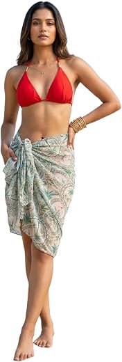 BOLD LOOK Women Beach Sarong Wrap – Swimwear Tie-Up Cover Up Western Skirt, Bikini Cover-Up, Scarf &amp; Shawl Summer Wrap for...