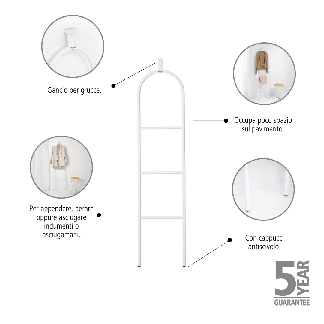 Brabantia Linn Dressboy- Appendiabiti multiuso - per appendere, arieggiare o asciugare - con gancio - Appendiabiti compatto - barra per indumenti o asciugamani - White