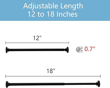 TYRON Smallest Closet Rods for Hanging Clothes, 1/2 Diameter, 12-18 In.